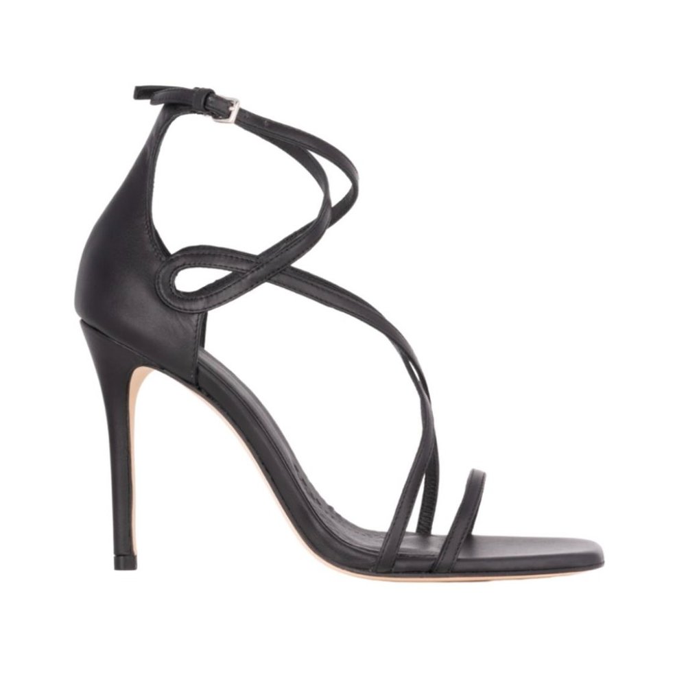 Comfortable Leather Heeled Sandal - Extra cushion insole - BLK